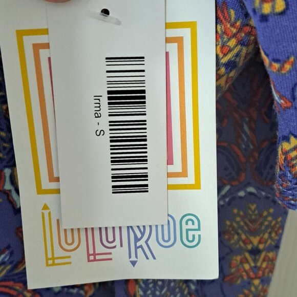 Lularoe Women's Irma S Short Sleeve Tunic Purple Floral Paisley Print New w/Tags - Picture 6 of 8